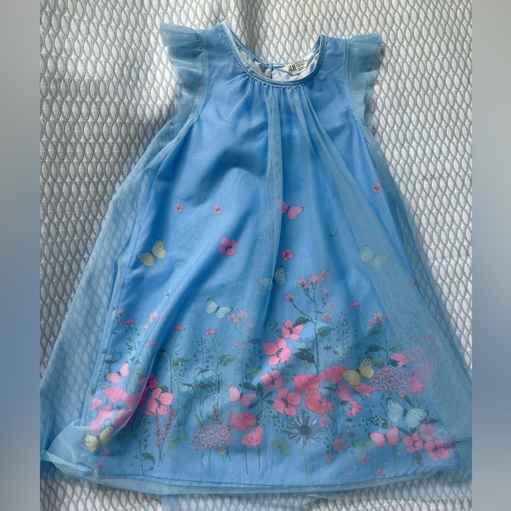 H&M Blue Floral Girl Dress Size 7-8Y